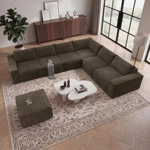 Vista 31 de Vesgantti Sofá Seccional Modular de 114" Sin Estructura, Moderno Sofá de 3 Plazas con Otomana y Asiento Profundo, Sofás de Nube Convertibles