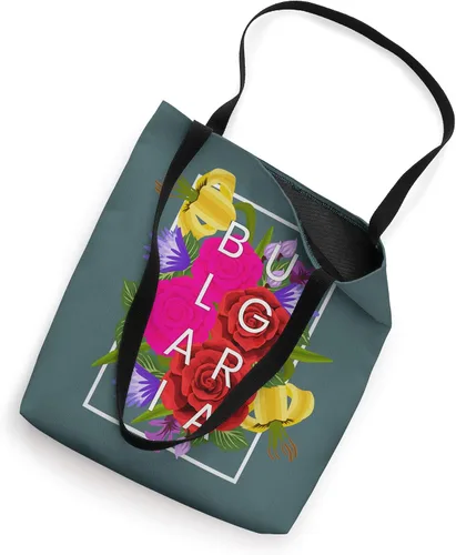 Vista 2 de Flowers of Bulgaria Word Art - Bolsa de mano con orgullo búlgaro Blanco 16 pulgadas