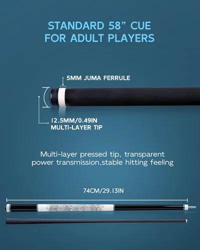 Vista 2 de KONLLEN 2.0 Carbon Fiber Pool Cue, Low Deflection Pro Taper 005 AK75-blanco