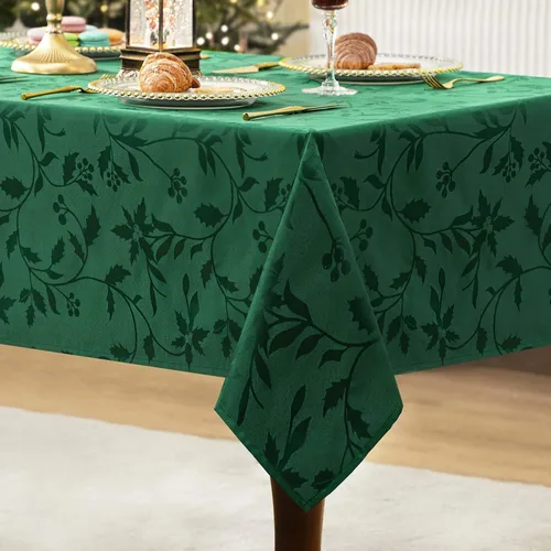 Vista 2 de joybest Mantel de Navidad rectangular de 60 x 84 pulgadas, mantel elegante de jacquard navideño de tela de poliéster para decoración de Navidad