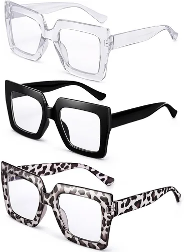 Vista 10 de JATEBI 3 piezas de gafas de luz azul de gran tamaño para mujer marcos