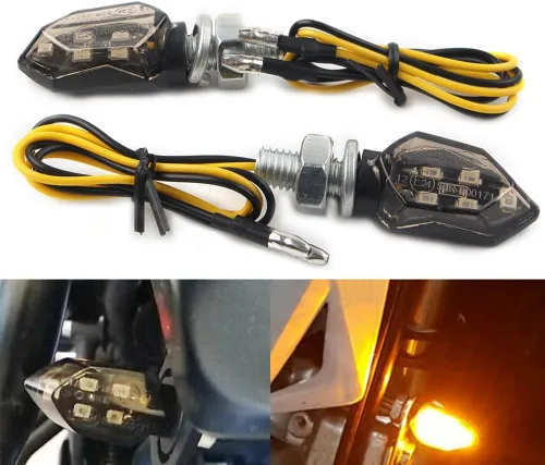 Vista 5 de 2 luces LED intermitentes para motocicletas, 5 luces LED, mini 0.394 in y 12 V, indicador universal de motocicleta intermitente ámbar, lámpara