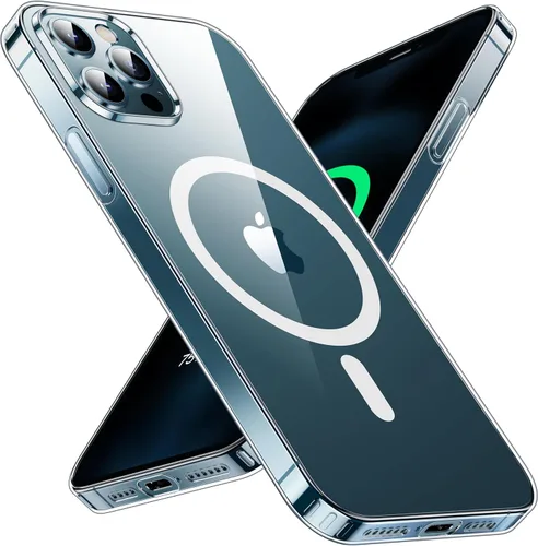 Vista 11 de Funda magnética para iPhone 12 Pro Max [protección militar contra caídas] [compatible con MagSafe], antihuellas, a prueba de golpes, translúcida