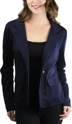 Vista 37 de ToBeInStyle Blazers de manga larga con cremallera y botones para mujer