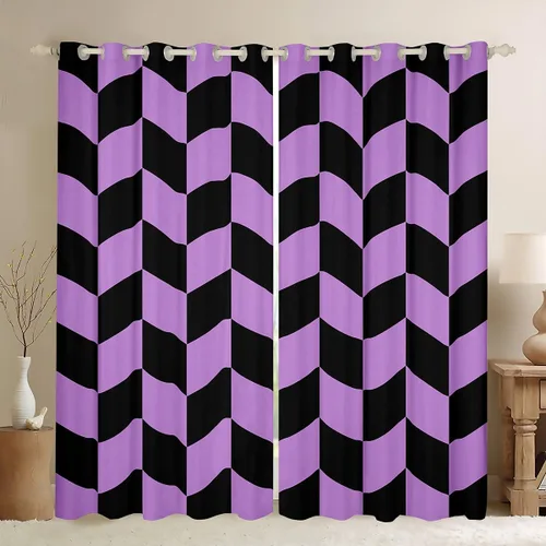 Vista 27 de Feelyou Beige Brown and White Curtains for Bedroom Living Room Modern Geometric Blackout Shades Abstract Checkered Room Darkening Curtain Rhombus