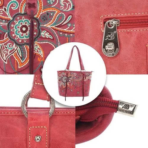 Vista 4 de Montana West Bolso de mano de cuero estilo occidental para mujer