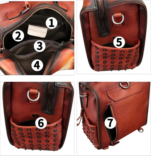 Vista 5 de Bolso cruzado de cuero genuino para mujer, bolso cruzado pintado a mano, bolso cruzado con asa superior, mochila convertible hecha a mano