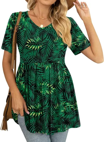 Vista 3 de Túnicas para mujer, estilo casual, manga corta, peplum