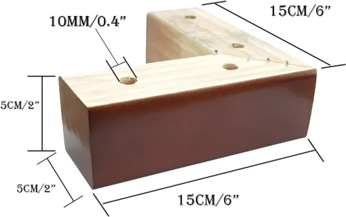 Vista 3 de Soporte de madera para sofá de cama de 2 pulgadas, patas de madera en forma de L, patas de sofá, patas de repuesto para sofá, patas de tocador, Negro
