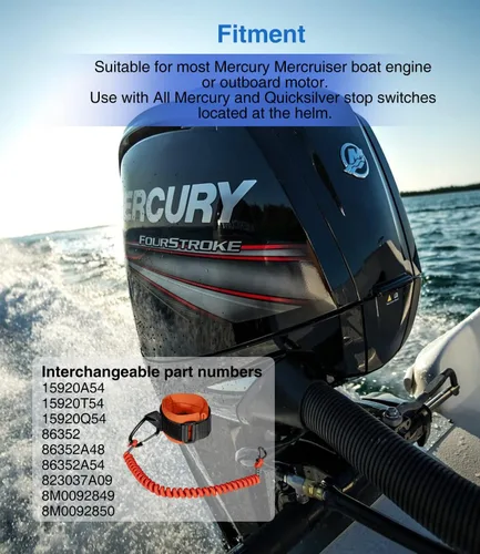 Vista 4 de 8M0092850 - Cordón para interruptor de muerte de barco, interruptor de parada de emergencia para motor de barco, cordón de seguridad para Mercury