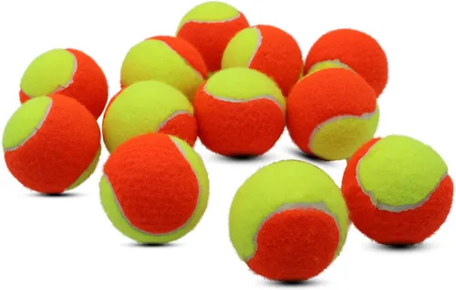 Vista 8 de Pelotas de tenis, paquete de 12 pelotas de tenis de baja compresión del 50% para principiantes, jóvenes, niños, entrenamiento con bolsa de malla