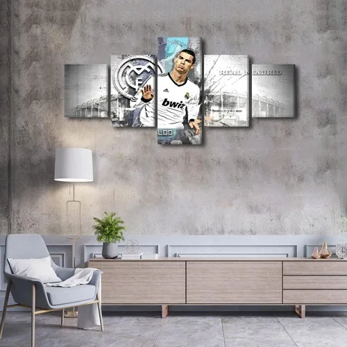 Vista 4 de TUMOVO Lienzo decorativo para pared, cuadro de Cristiano Ronaldo, cuadros de club de fútbol, impresiones en lienzo, póster de arte de pared, arte