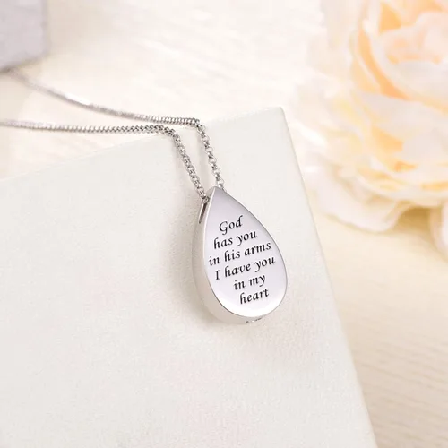 Vista 4 de Joyería de cremación de plata de ley 925 para cenizas, urna de lágrima, joyería para cenizas, recuerdo de cenizas, collar con colgante para cenizas