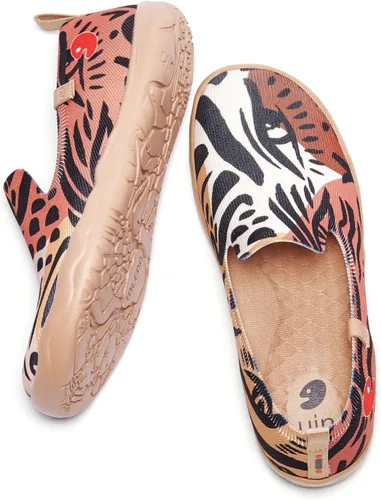Vista 4 de UIN Mocasines casuales para mujer, de viaje, pintados, para caminar, ligeros, cómodos, de lona, tenis de moda
