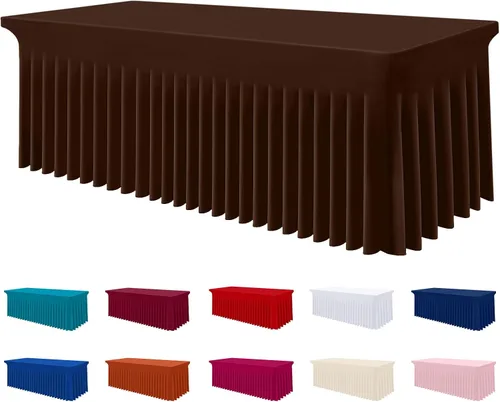 Vista 68 de Smiry Mantel de Spandex, Mantel Elástico Ajustable Extensible para Mesas Rectangulares de 6 Pies, Falda Cubierta de Mesa Impermeable y Lavable
