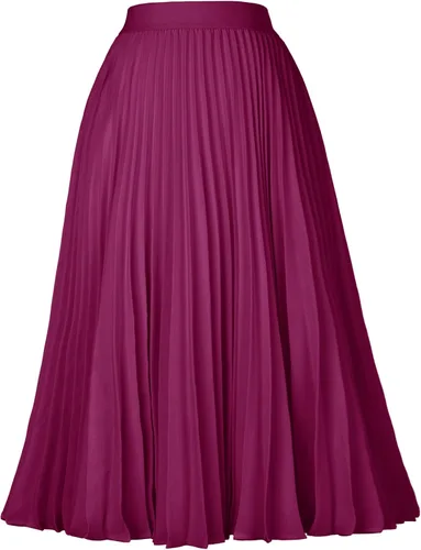 Vista 77 de GRACE KARIN - Falda plisada de gasa para mujer, con cintura alta y elástica, vuelo, corte acampanado y longitud por debajo de la rodilla
