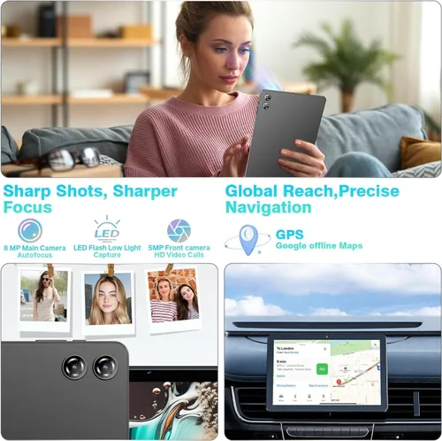 Vista 3 de Tablet Android de 10.1 pulgadas, 4G LTE Dual SIM, 24 GB de RAM, 256 GB de almacenamiento, soporta extensión de 1 TB, pantalla táctil IPS, cámara