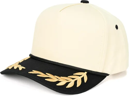 Vista 30 de Funky Junque - Sombreros Snapback de Lona Vintage de Dos Tonos Rayas a rayas - Rojo/Beige