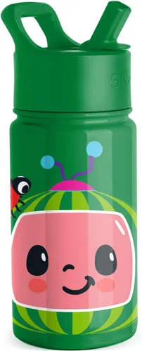 Vista 62 de Simple Modern Botella de agua para niños con tapa con pajilla, vaso aislado de acero inoxidable de 14 onzas para niños y a prueba de derrames