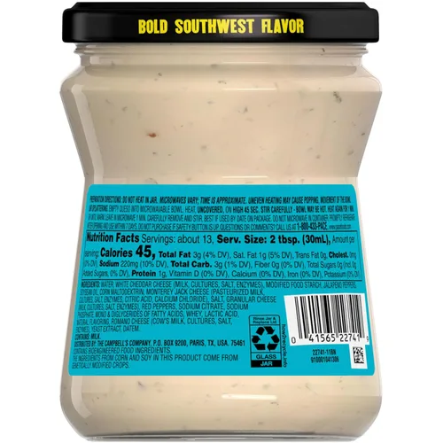 Vista 4 de Pace Queso Blanco Cremoso Mediano, bote de 15 oz