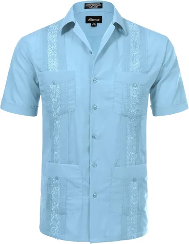 Vista 20 de Allsense - Camisa guayabera cubana de manga corta con botones para hombre