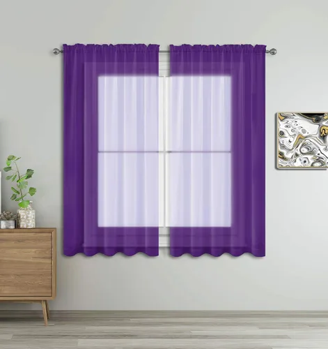 Vista 44 de WPM - Cortinas traslúcidas de color beige de 60 pulgadas de ancho x 95 pulgadas de largo, 2 paneles tratamiento de ventana para sala de estar