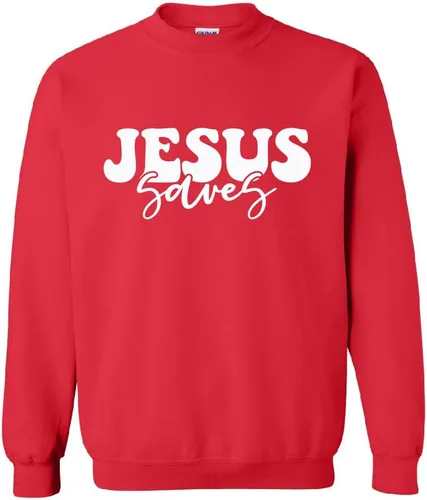 Vista 5 de Jesus Saves Sweatshirt, Christian Sweat, Religious Christian Apparel Sand