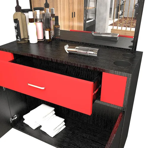 Vista 5 de Artist hand Estación de salón de montaje en pared Estación de peluquería Estación de peluquería con espejo de tocador Peluquería Belleza Spa Equipo