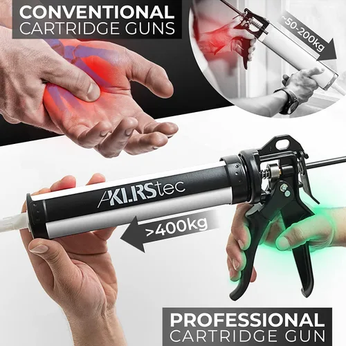 Vista 4 de KLRStec Pistola de calafateo profesional [relación de empuje 25:1] Pistola de calafateo resistente para todos los cartuchos estándar de 10 onzas