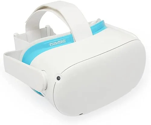 Vista 6 de VR Cover Facial Interface Bracket Foam Replacement with Lens Protector Cover for Meta Quest 2 Virtual Reality Oasis Edition - Light Blue Light Grey