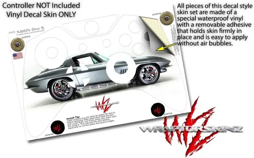 Vista 4 de Decal Skin Wrap Set works with 2016 and newer XBOX One S X Controller 1967 Corvette Silver Bullet (CONTROLLER NOT INCLUDED)
