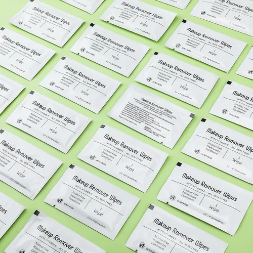 Vista 4 de 150 toallitas removedoras de maquillaje a granel, impermeables, toallitas de maquillaje envueltas individualmente, toallitas faciales para mujeres
