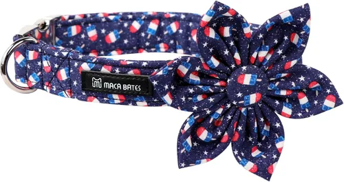 Vista 18 de Maca Bates - Collar de perro con bandera estadounidense del 4 de julio con pajarita para perros, corbatín de 4 de 7 banderas, azul, ajustable