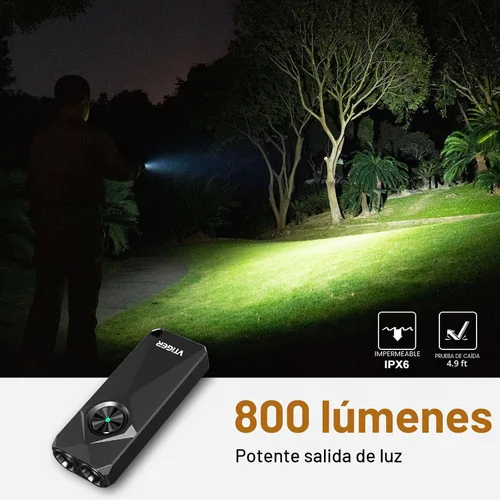 Vista 3 de VTIGER K1 - Llavero de 800 lúmenes altos, pequeña linterna recargable EDC para llavero, linterna pequeña LED compacta con magnética, mini luces