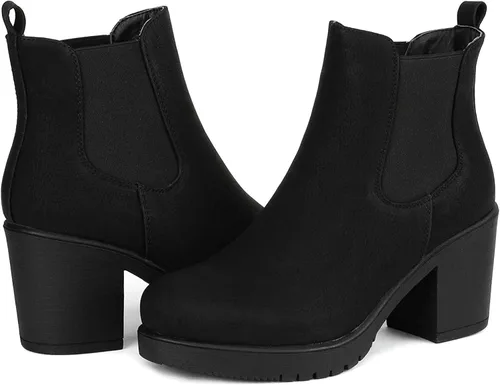 Vista 3 de DREAM PAIRS - Botines de tacón alto de estilo Chelsea para mujer Fre