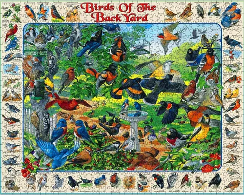 Vista 3 de White Mountain Puzzles Birds of the Backyard - Rompecabezas de 1000 piezas