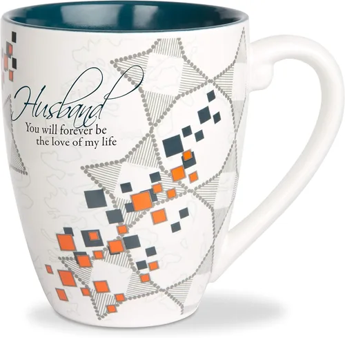 Vista 4 de Pavilion - Husband - Taza de café verde azulado y naranja de 20 onzas