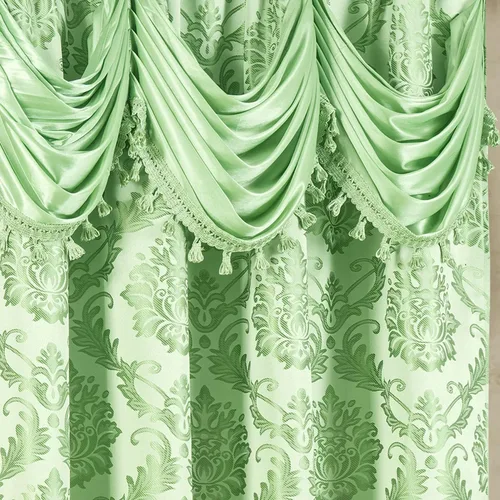 Vista 8 de Cortinas de Jacquard para Ventana de Sala de Estar y Dormitorio 54 Pulgadas de Ancho x 84 Pulgadas de Largo - Juego de 2 Paneles con Cenefa Adjunta