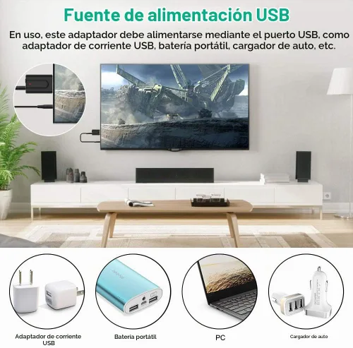 Vista 8 de Adaptador receptor transmisor Bluetooth 5.0, transmisor de audio inalámbrico portátil de 0.138 in, dongle para TV/PC/auriculares/estéreo