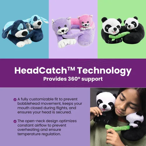 Vista 4 de Cabeau Almohada de viaje en avión para niños – Evolución para niños – Apoyo para el cuello para dormir en aviones, trenes y coches – Adorable