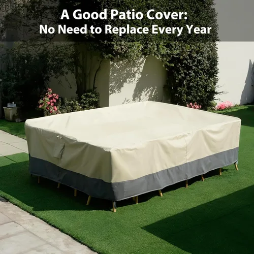 Vista 7 de Funda rectangular para mesa de comedor de patio, impermeable, resistente, 74 x 54 x 28 pulgadas, funda para muebles de patio al aire libre