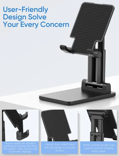 Vista 5 de ARZOPA - Soporte para teléfono celular, soporte plegable para teléfono con altura y ángulo ajustables para escritorio, compatible con iPhone, iPad