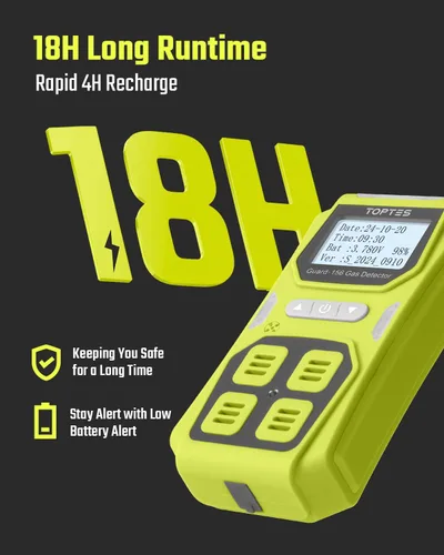 Vista 4 de Guard-156 - Detector de gas múltiple para H2S, CO, LEL y O2, modos de alarma triple (visual, vibración, sonido), respuesta rápida de 0.5s, diseño a