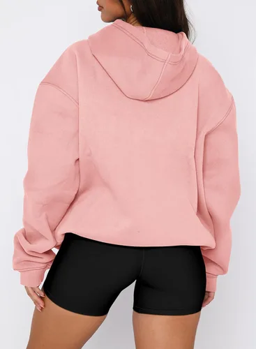 Vista 80 de onlypuff Sudadera casual con capucha para mujer, de manga larga, con bolsillo de canguro, hombro caído