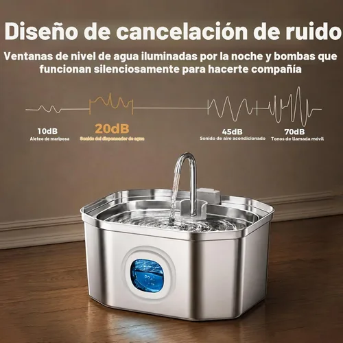 Vista 4 de APAUK Fuente de agua para gatos de acero inoxidable, fuente de agua