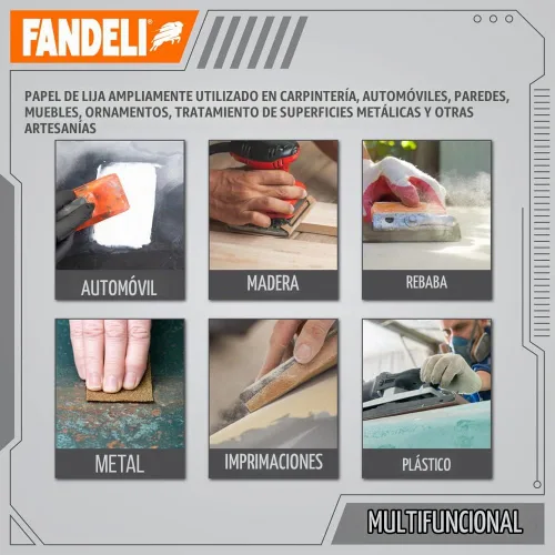 Vista 5 de Fandeli 36021 Hojas de papel de lija multiusos de grano 060, marrón, 9 x 11 pulgadas, 25 hojas