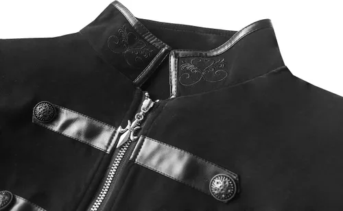 Vista 6 de Chaqueta medieval steampunk para mujer, disfraz victoriano de vampiro pirata