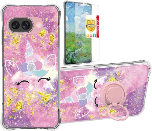 Vista 107 de jioeuinly JSF-DJS - Funda compatible con Nothing Phone 2a con protector de pantalla de vidrio templado, policarbonato duro + silicona suave, soporte