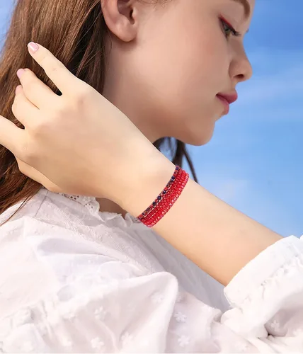 Vista 5 de 24 pulseras bohemias con cuentas para mujer, multicapa, versátiles, apilables, brillantes, de cristal, elásticas, pulseras