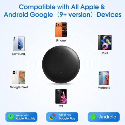 Vista 5 de Mini GPS Tracker for Vehicles (Universally for Android & iOS), Hidden Car Location Tracker w/Magnetic Case, Item Finder for Google Find Hub & iOS